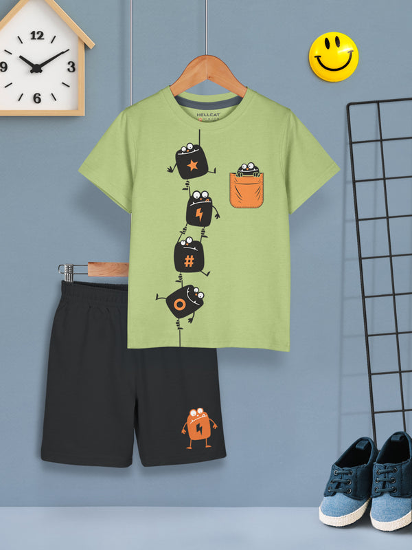 Boys Dress Clothing Set Combo with Tshirts & Shorts - Pack 1