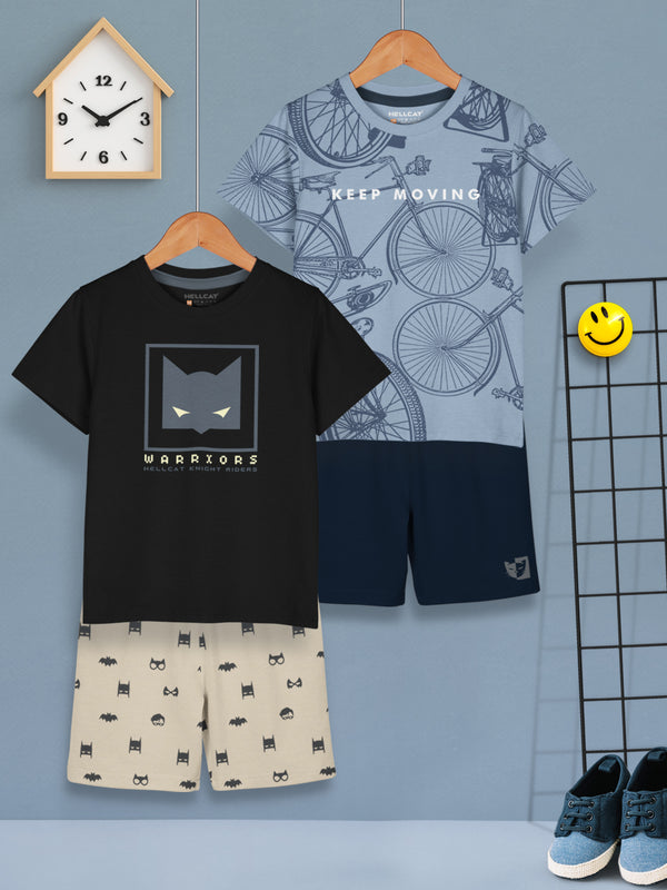 Boys Dress Clothing Set Combo with Tshirts & Shorts - Pack 2