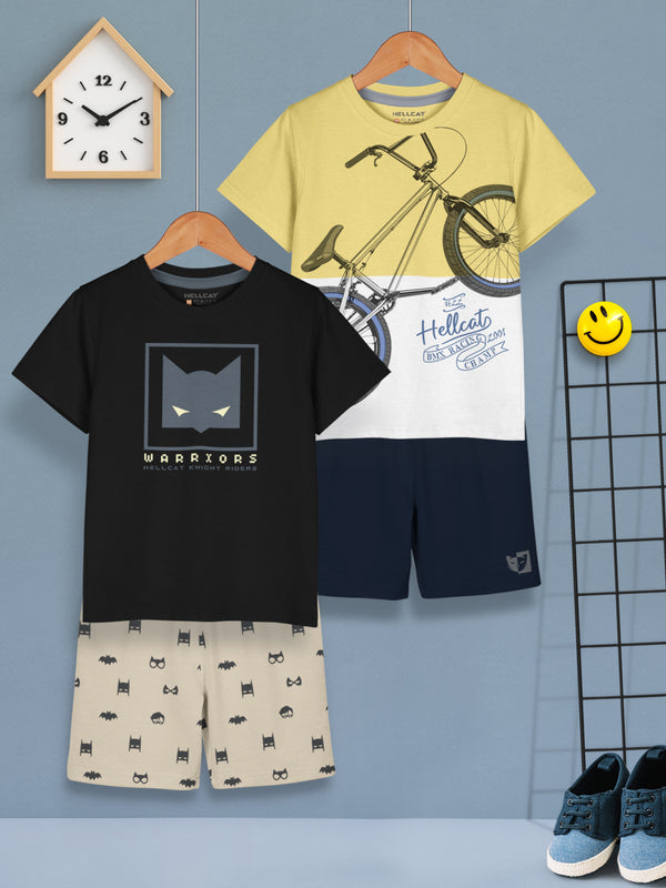 Boys Dress Clothing Set Combo with Tshirts & Shorts - Pack 2