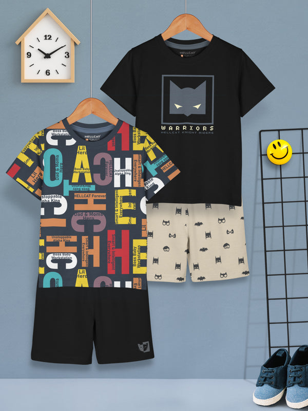 Boys Dress Clothing Set Combo with Tshirts & Shorts - Pack 2