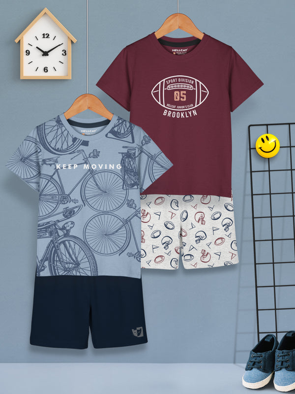 Boys Dress Clothing Set Combo with Tshirts & Shorts - Pack 2