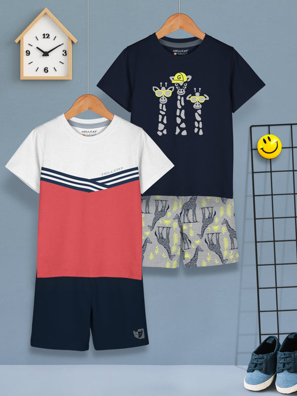 Boys Dress Clothing Set Combo with Tshirts & Shorts - Pack 2