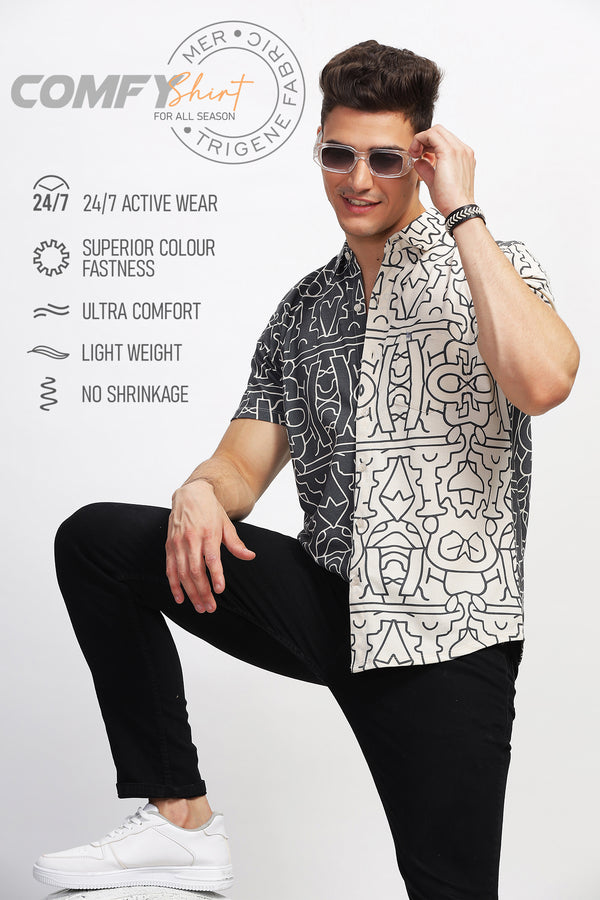 BULLMER Trendy Regular Fit Printed Causal Shirt For Men