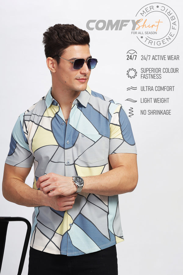 BULLMER Trendy Regular Fit Printed Causal Shirt For Men