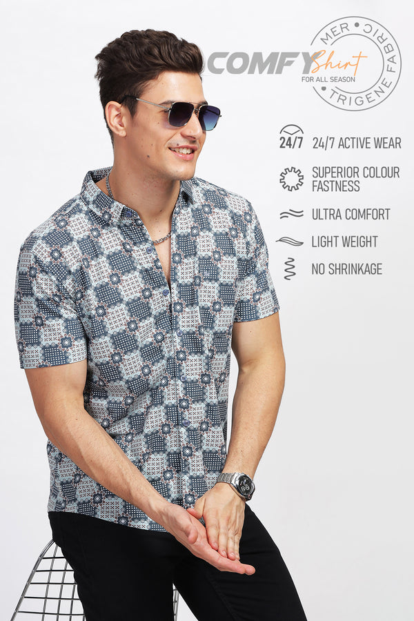 BULLMER Trendy Regular Fit Printed Causal Shirt For Men