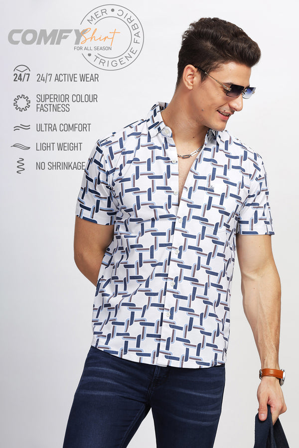 BULLMER Trendy Regular Fit Printed Causal Shirt For Men