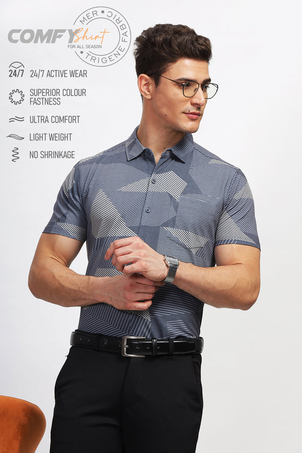 BULLMER Trendy Regular Fit Printed Causal Shirt For Men