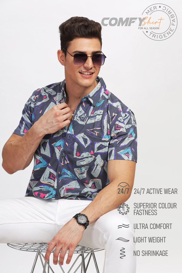 BULLMER Trendy Regular Fit Printed Causal Shirt For Men