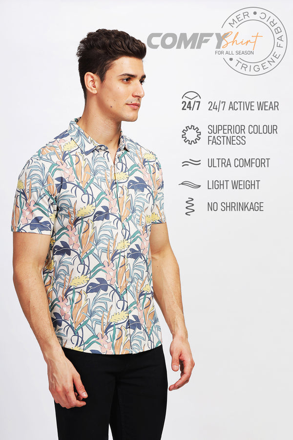 BULLMER Trendy Regular Fit Printed Causal Shirt For Men