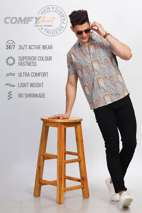 BULLMER Trendy Regular Fit Printed Causal Shirt For Men