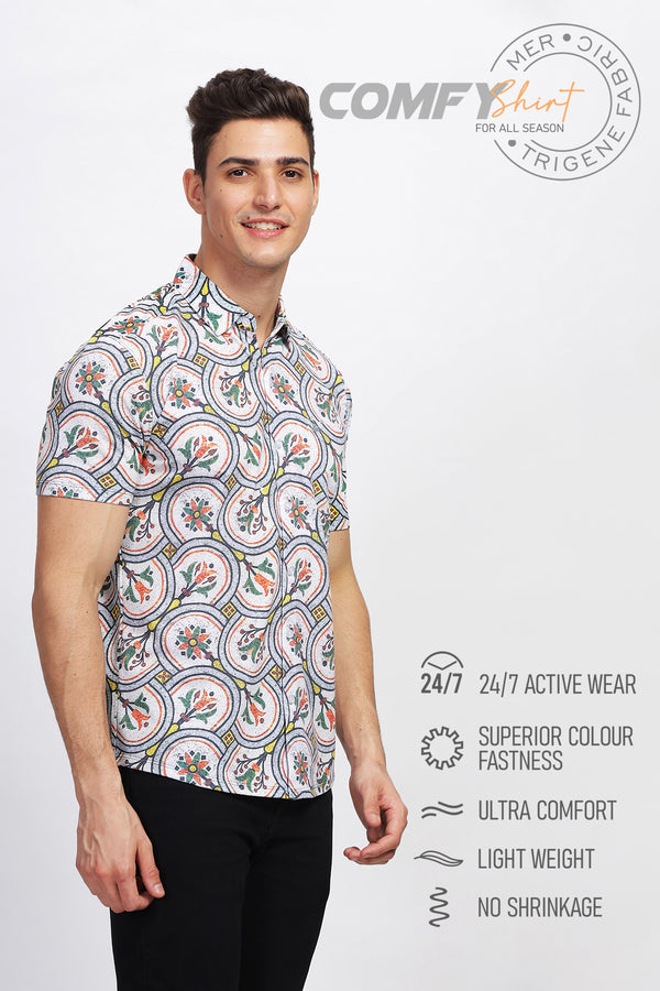 BULLMER Trendy Regular Fit Printed Causal Shirt For Men