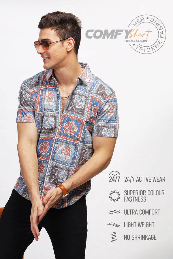 BULLMER Trendy Regular Fit Printed Causal Shirt For Men