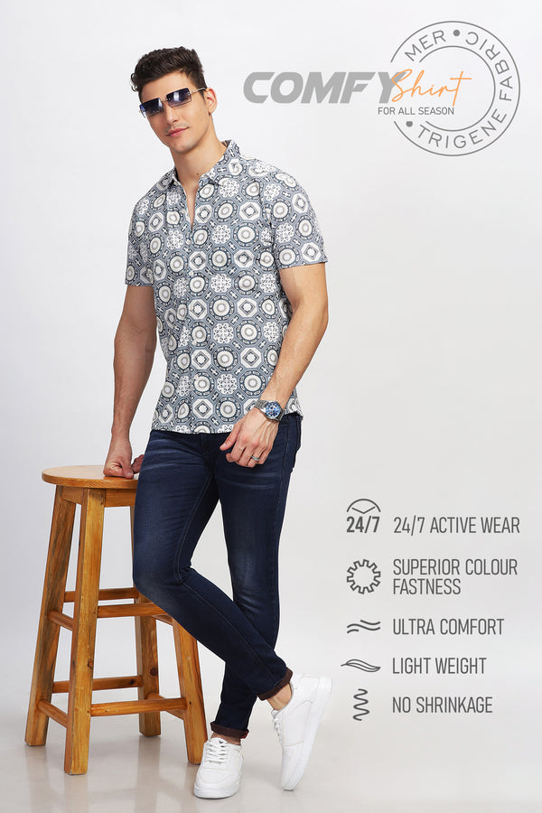 BULLMER Trendy Regular Fit Printed Causal Shirt For Men