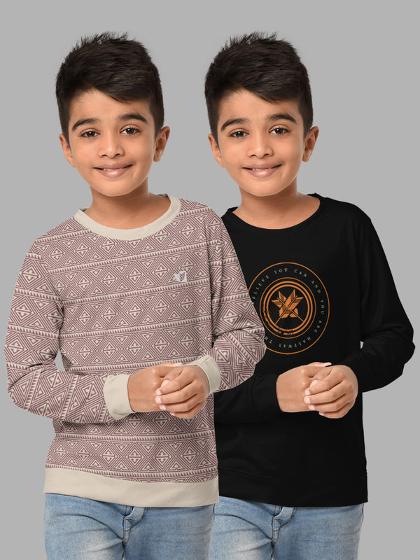 Boys Round Neck FullSleeve Cotton Tshirt -Combo Pack of 2