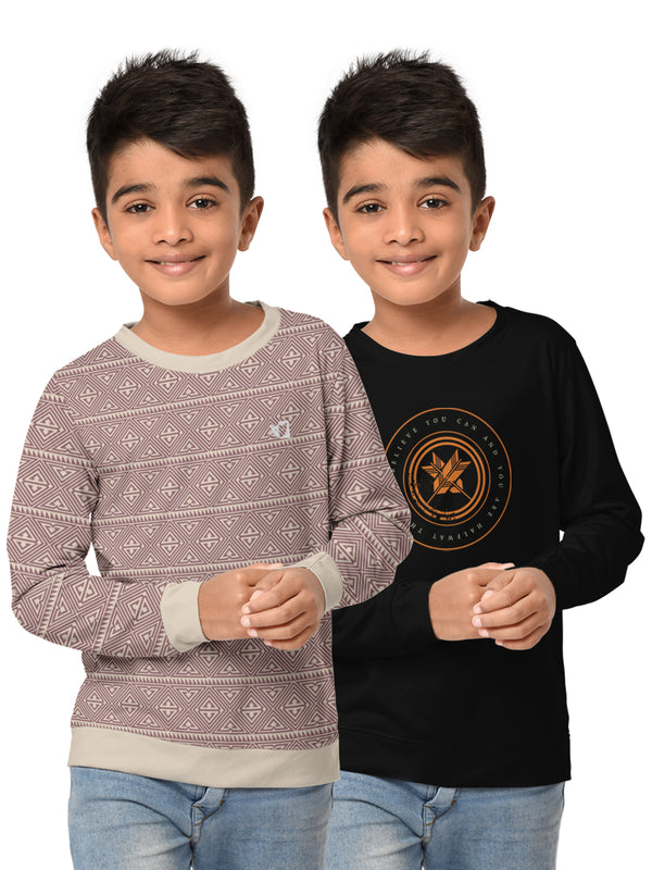 Boys Round Neck FullSleeve Cotton Sweatshirt -Combo Pack of 2