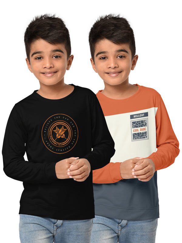 Boys Round Neck FullSleeve Cotton Sweatshirt -Combo Pack of 2