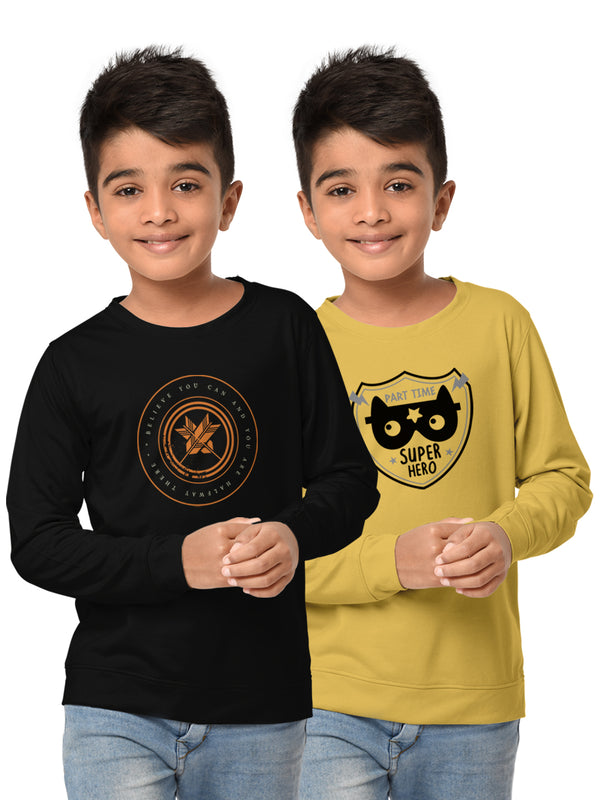 Boys Round Neck FullSleeve Cotton Sweatshirt -Combo Pack of 2