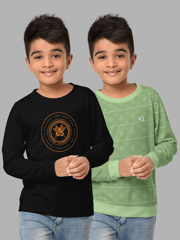 Boys Round Neck FullSleeve Cotton Tshirt -Combo Pack of 2