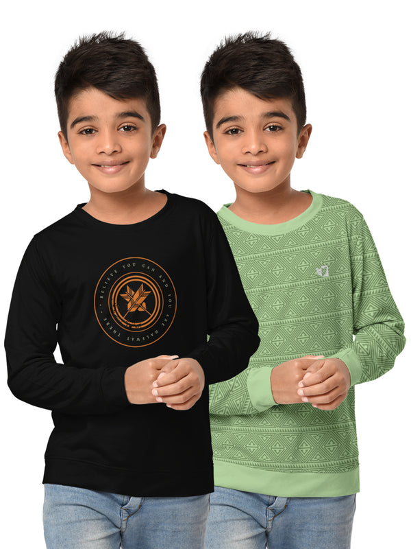 Boys Round Neck FullSleeve Cotton Sweatshirt -Combo Pack of 2