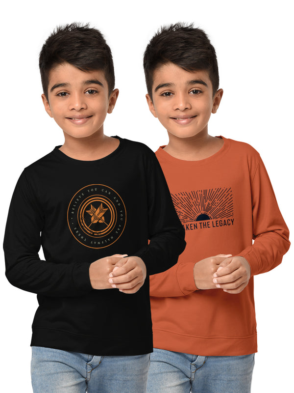 Boys Round Neck FullSleeve Cotton Sweatshirt -Combo Pack of 2