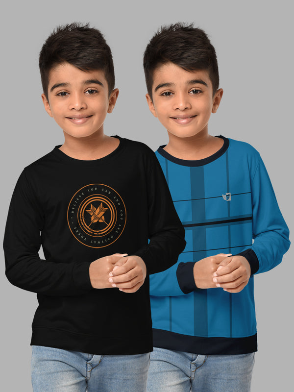 Boys Round Neck FullSleeve Cotton Tshirt -Combo Pack of 2