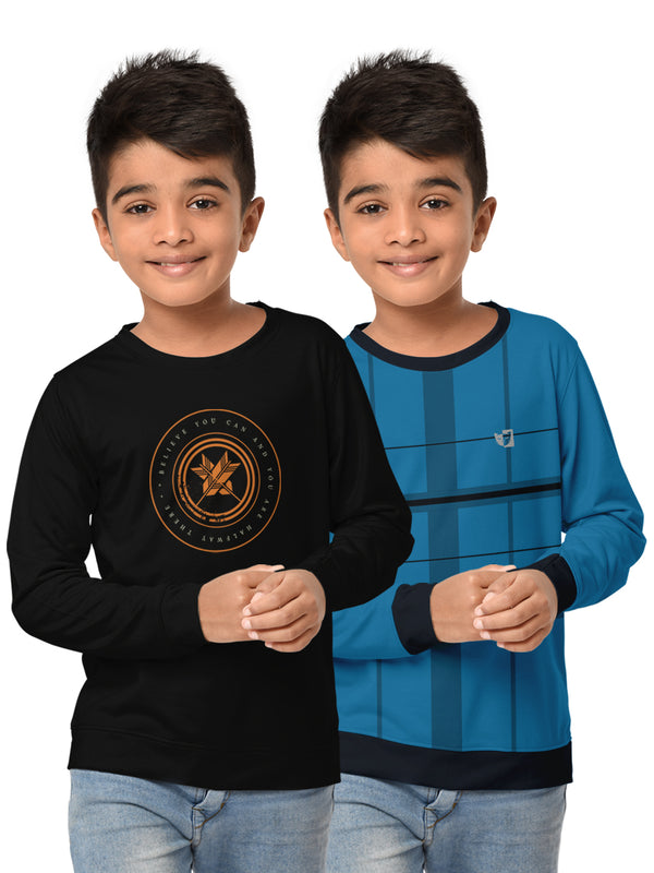 Boys Round Neck FullSleeve Cotton Sweatshirt -Combo Pack of 2