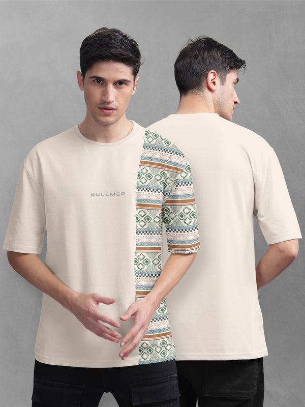 BULLMER Trendy Printed Oversized Round Neck T-shirt for men