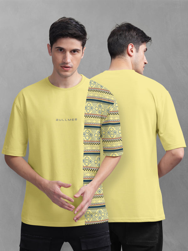 BULLMER Trendy Printed Oversized Round Neck T-shirt for men