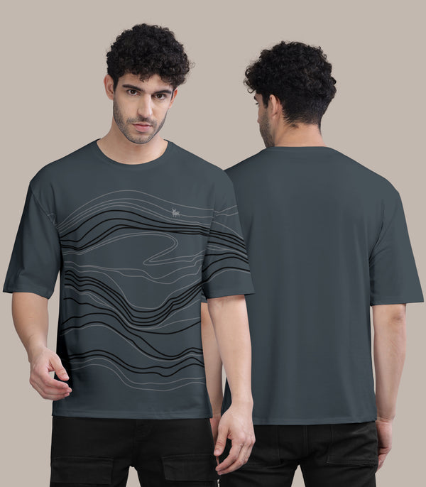 BULLMER Trendy Printed Oversized Round Neck T-shirt for men