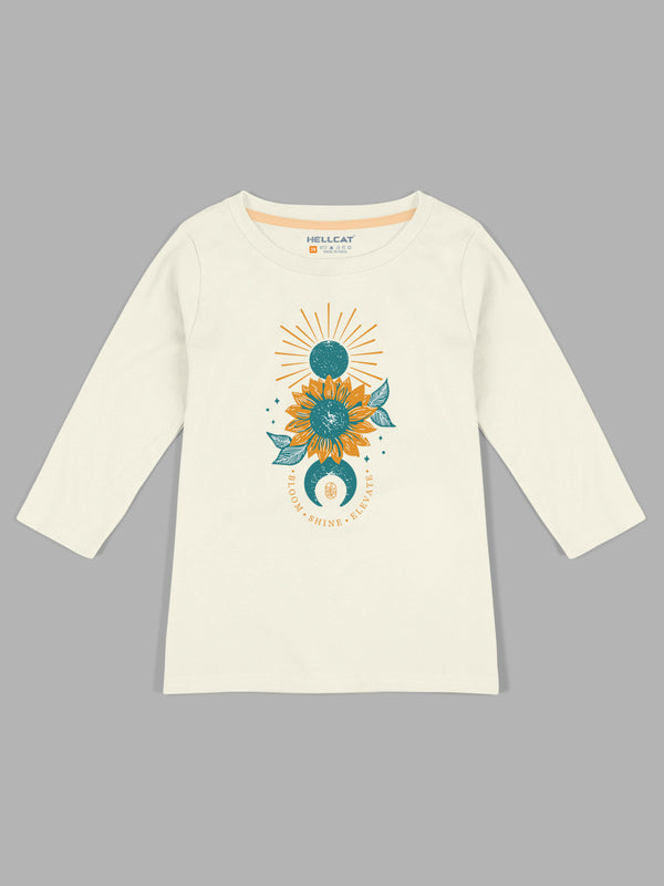 Shiny Printed Round Neck 3/4 Sleeve Tshirts / Tops for Girls.