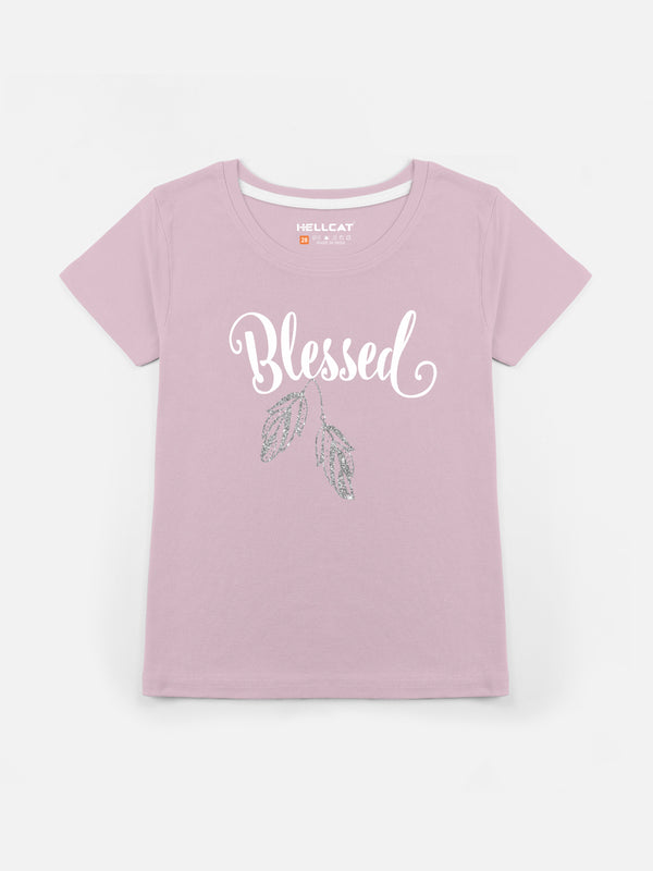 Glitter & Shiny Printed Round Neck Short Sleeve T-shirts / Tops for Girls.