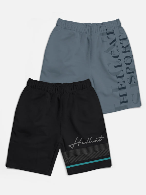 Trendy Typographic With Branding Printed Shorts for Boys - Pack of 2