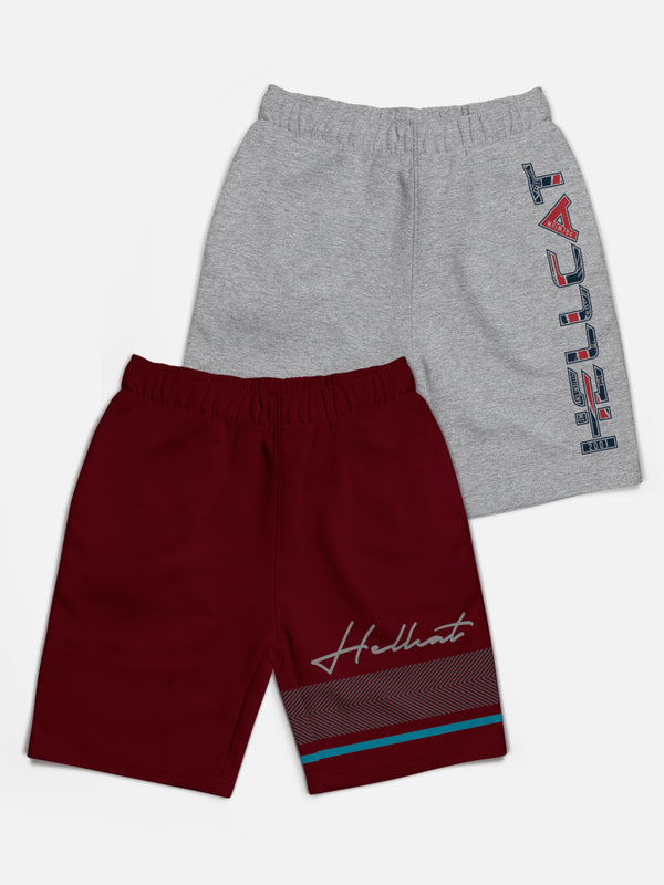 Trendy Typographic With Branding Printed Shorts for Boys - Pack of 2